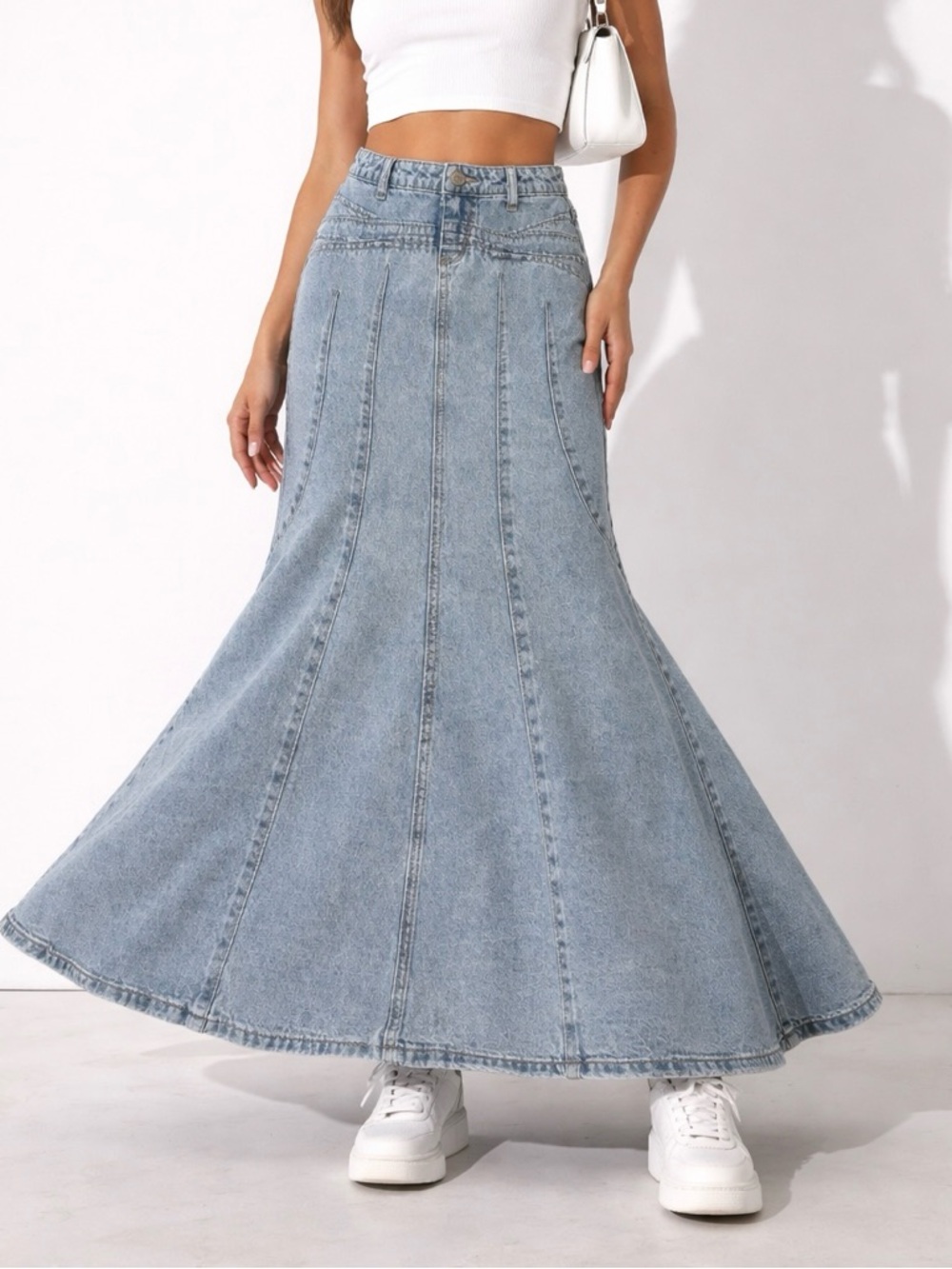 BDG Light Blue Denim High-Rise Skirt